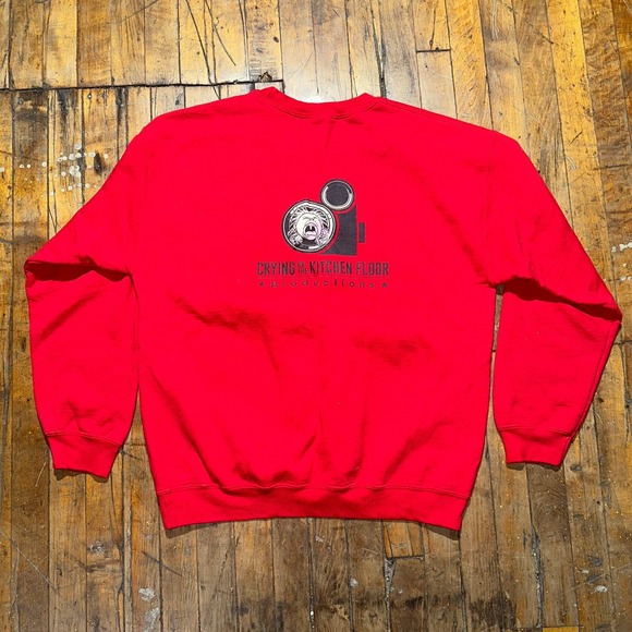 Mukbang and Chill Gildan Sweatshirt Women's L Red Fleece Lined Graphic Pullover - Picture 2 of 8